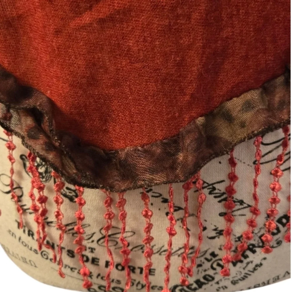 Elegant Red and Brown Handmade Shawl Wrap Scarf